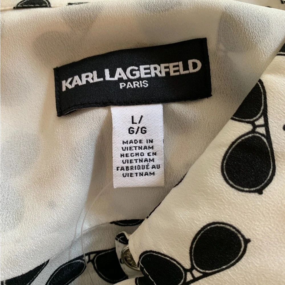 Karl Lagerfeld Paris Sunglasses Women’s Blouse/Shirt Size Large - Picture 3 of 4